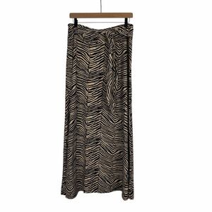 Robert Louis Animal Print Maxi Skirt Black and Cream Tiger Stripe Est Size Large